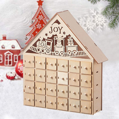 Wooden Advent Calendar Christmas Countdown Box with Drawers - ChildAngle