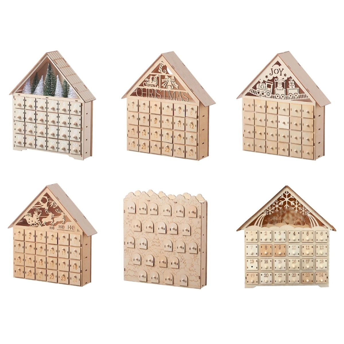 Wooden Advent Calendar Christmas Countdown Box with Drawers - ChildAngle