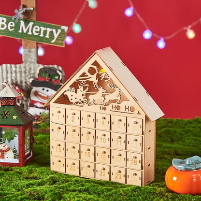 Wooden Advent Calendar Christmas Countdown Box with Drawers - ChildAngle
