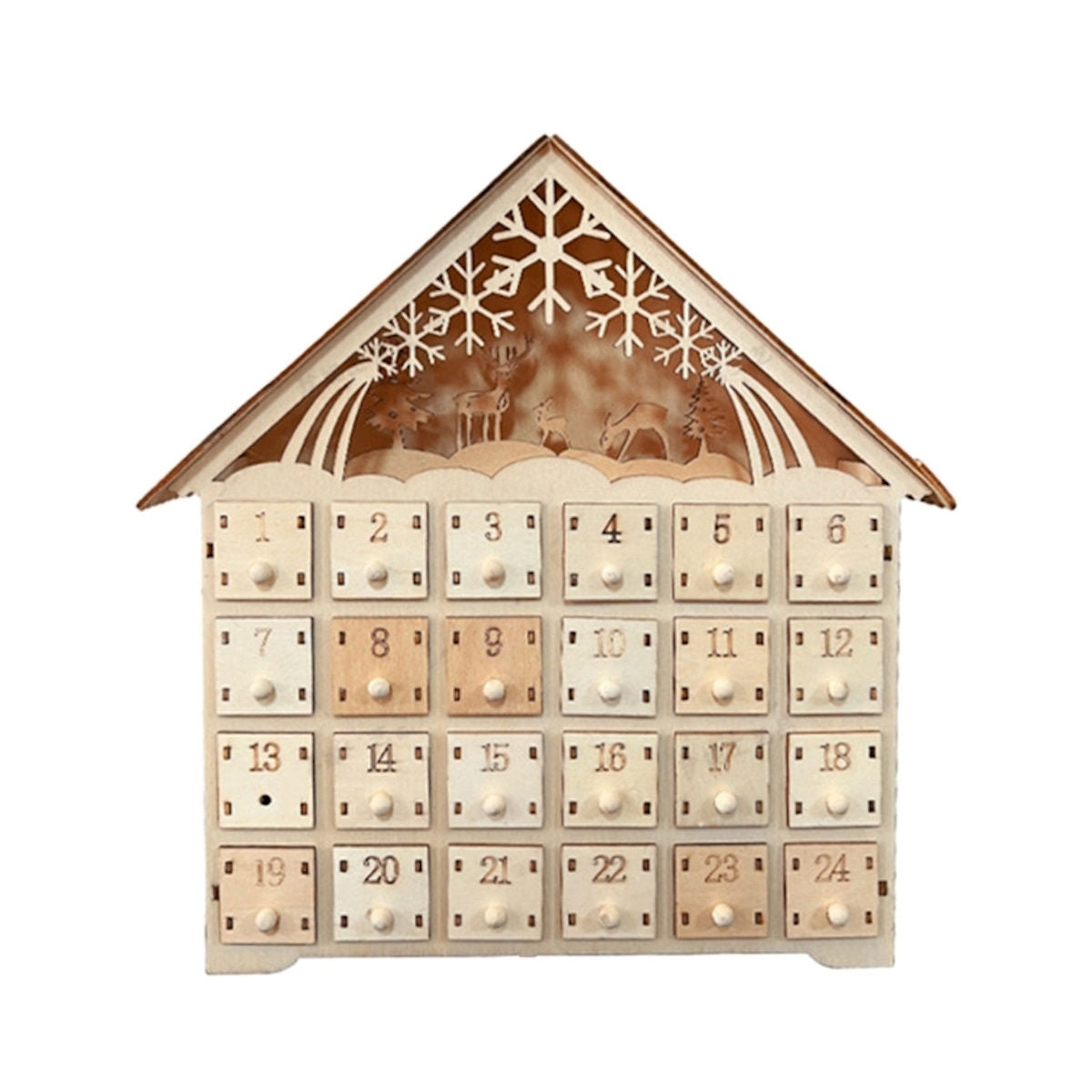 Wooden Advent Calendar Christmas Countdown Box with Drawers - ChildAngle