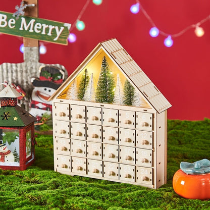 Wooden Advent Calendar Christmas Countdown Box with Drawers - ChildAngle