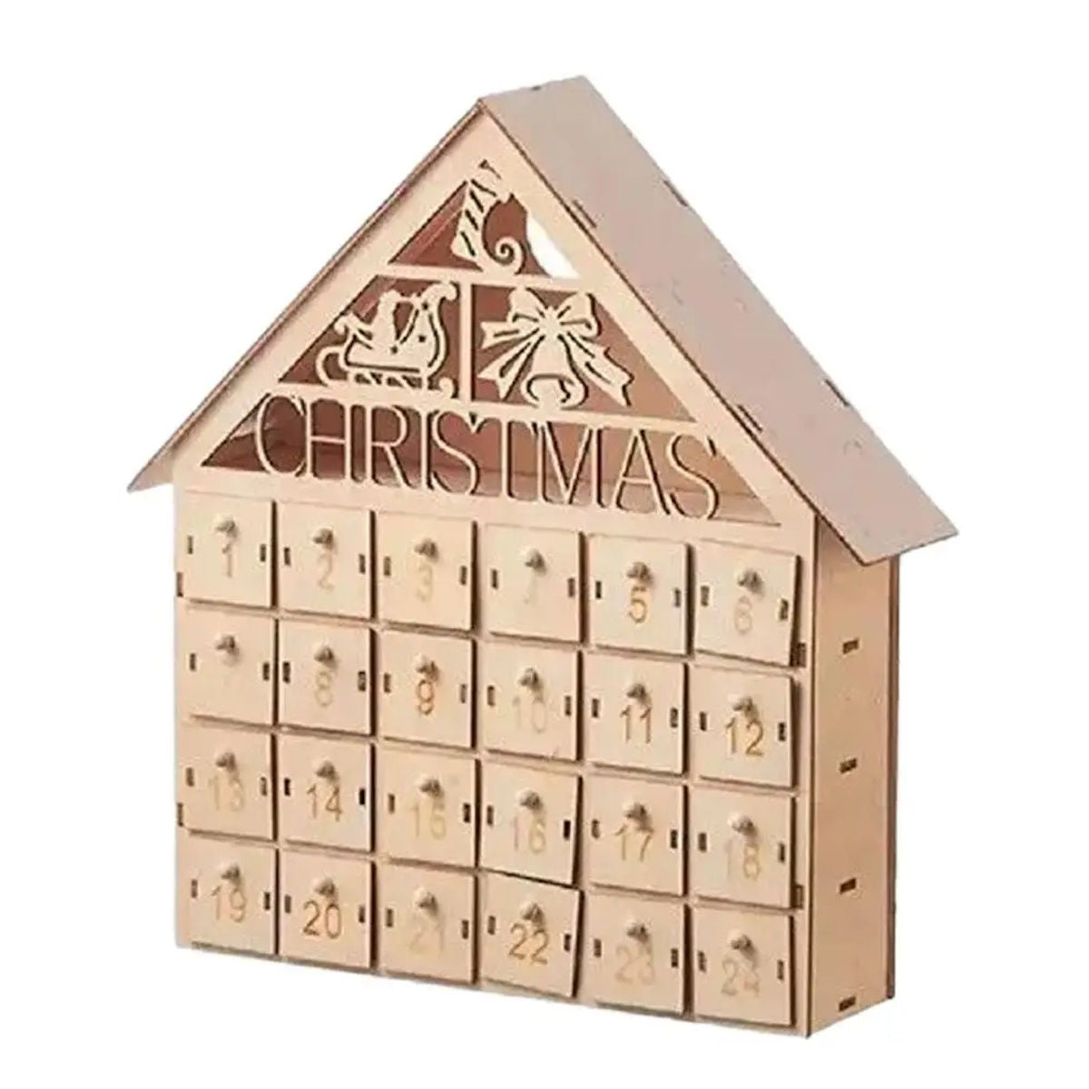 Wooden Advent Calendar Christmas Countdown Box with Drawers - ChildAngle
