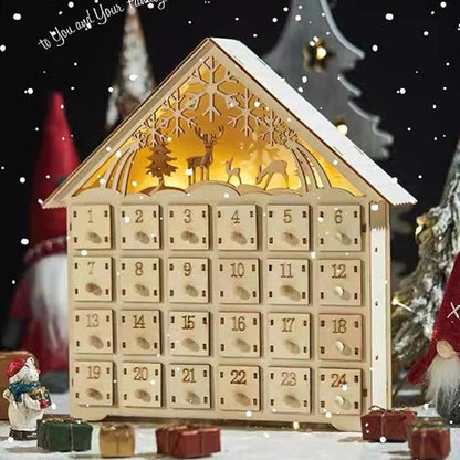Wooden Advent Calendar Christmas Countdown Box with Drawers - ChildAngle