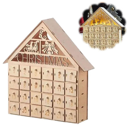 Wooden Advent Calendar Christmas Countdown Box with Drawers - ChildAngle