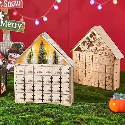 Wooden Advent Calendar Christmas Countdown Box with Drawers - ChildAngle