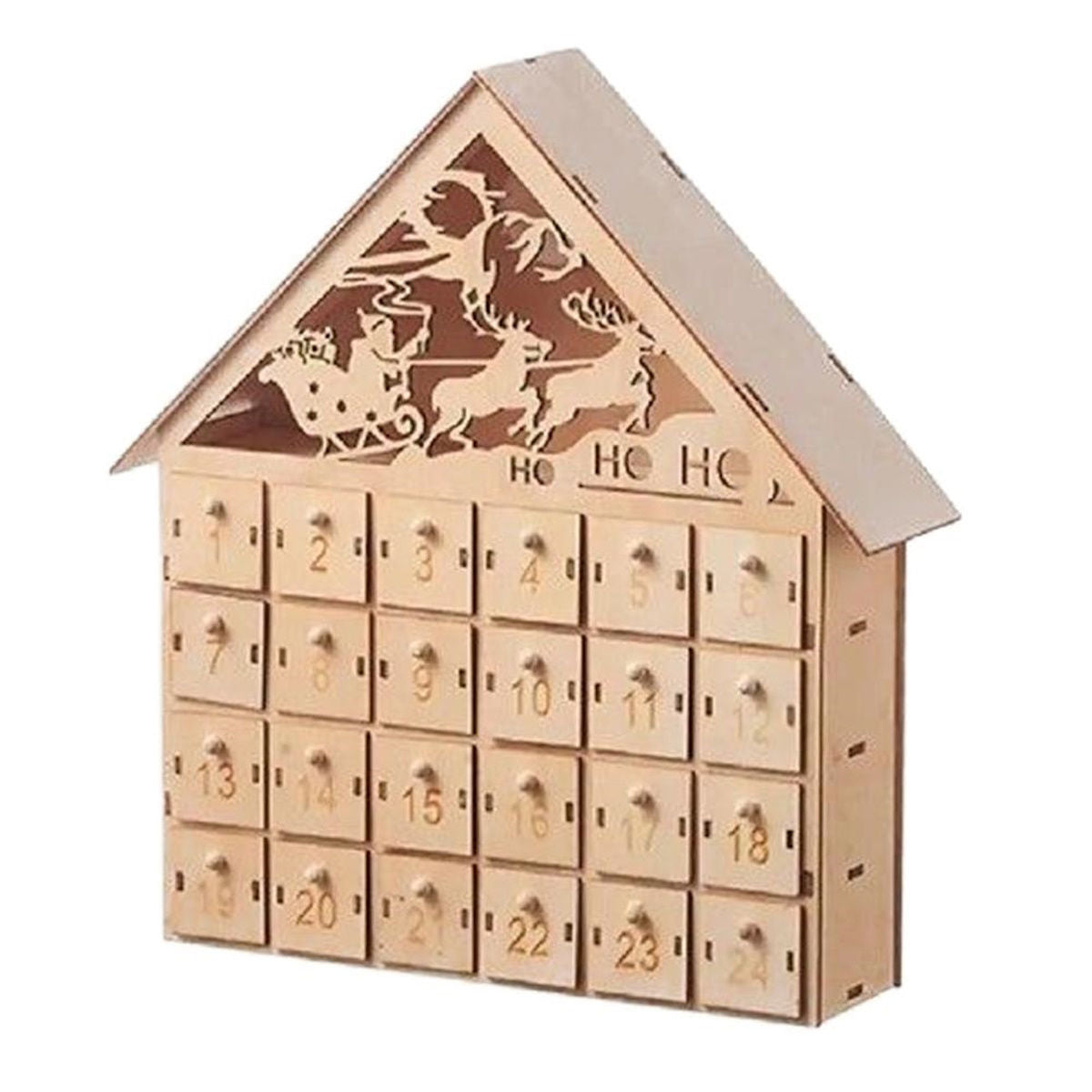 Wooden Advent Calendar Christmas Countdown Box with Drawers - ChildAngle