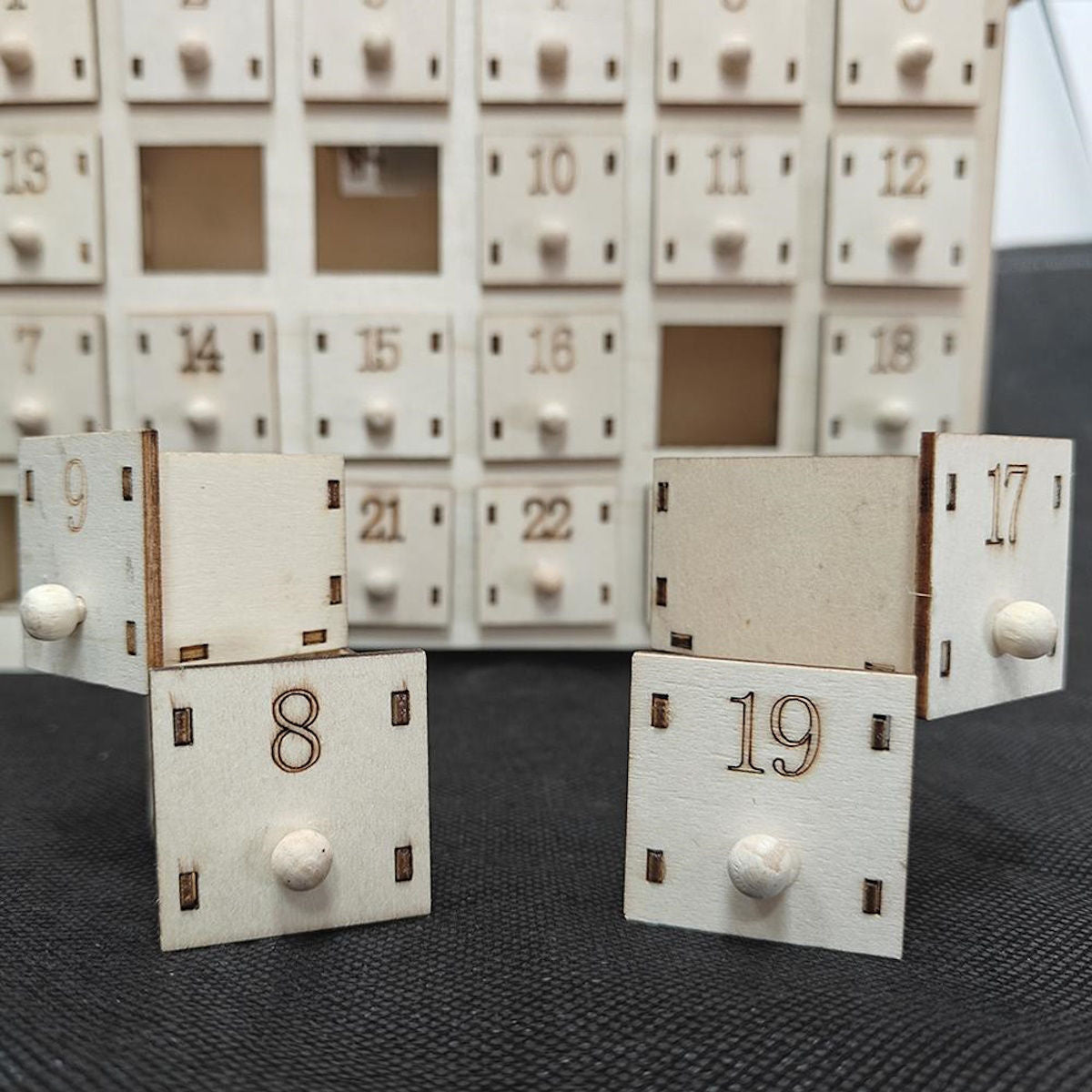 Wooden Advent Calendar Christmas Countdown Box with Drawers - ChildAngle