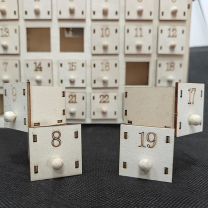 Wooden Advent Calendar Christmas Countdown Box with Drawers - ChildAngle