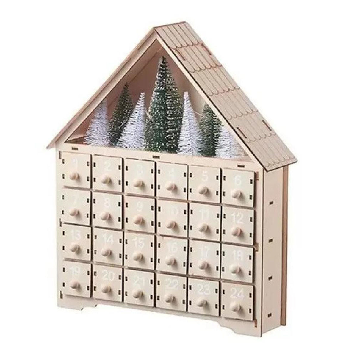 Wooden Advent Calendar Christmas Countdown Box with Drawers - ChildAngle