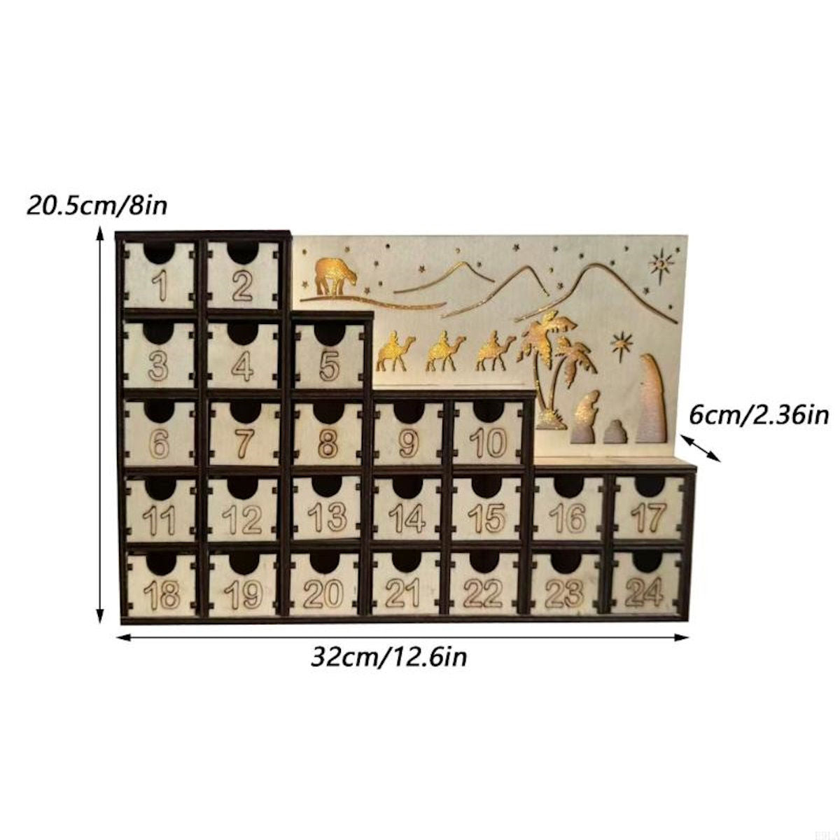 Wooden Advent Calendar Christmas Countdown Box with Drawers - ChildAngle
