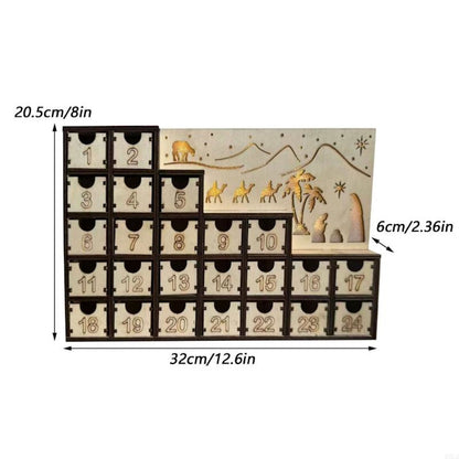 Wooden Advent Calendar Christmas Countdown Box with Drawers - ChildAngle