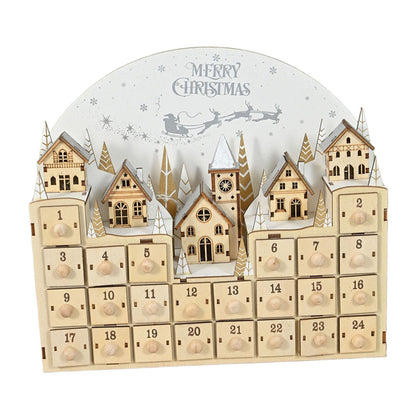 Wooden Advent Calendar Christmas Countdown Box with Drawers - ChildAngle