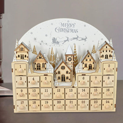 Wooden Advent Calendar Christmas Countdown Box with Drawers - ChildAngle