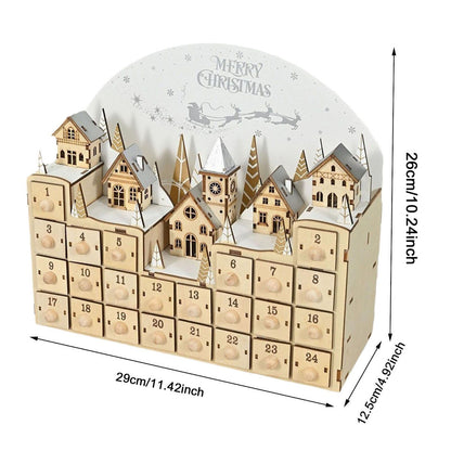Wooden Advent Calendar Christmas Countdown Box with Drawers - ChildAngle