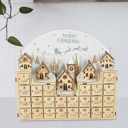 Wooden Advent Calendar Christmas Countdown Box with Drawers - ChildAngle