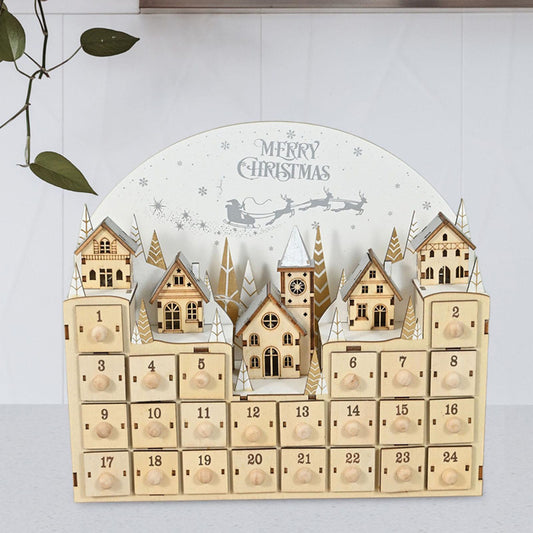 Wooden Advent Calendar Christmas Countdown Box with Drawers - ChildAngle