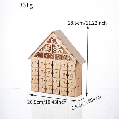 Wooden Advent Calendar Christmas Countdown Box with Drawers - ChildAngle