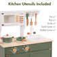 6 in 1 Wooden Play Kitchen Set Cafe with Utensils