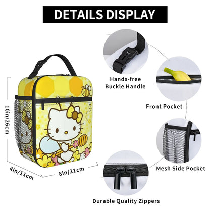 Yellow Hello Kitty Lunch Bags Portable Insulated School Lunch Bag - ChildAngle