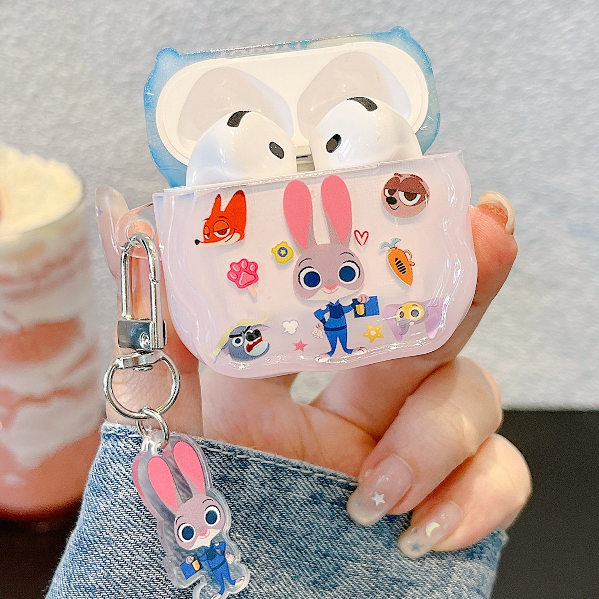 Transparent airpod case with Zootopia Judy Hopps Nick Priscilla - ChildAngle Zootopia AirPods Case