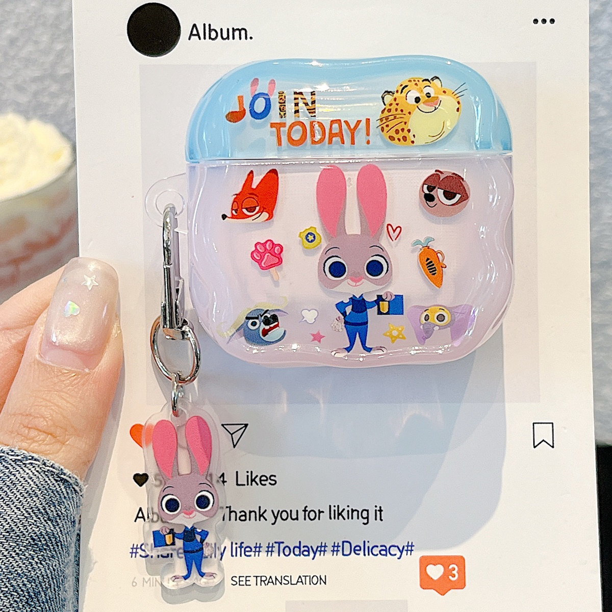 Transparent airpod case with Zootopia Judy Hopps Nick Priscilla - ChildAngle Zootopia AirPods Case