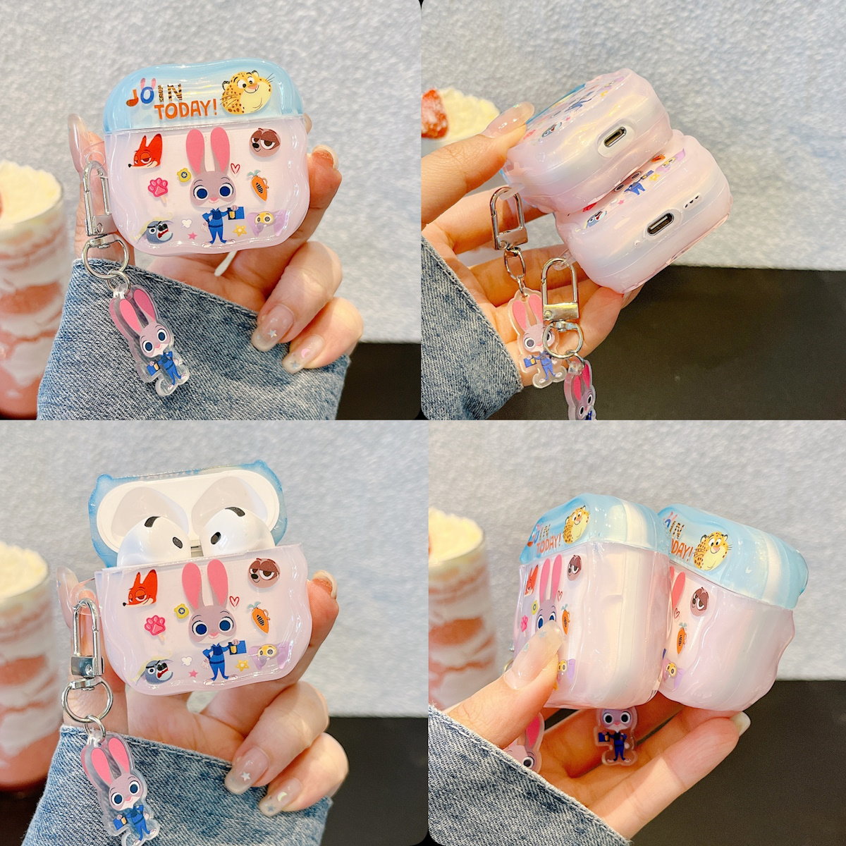 Transparent airpod case with Zootopia Judy Hopps Nick Priscilla - ChildAngle Zootopia AirPods Case