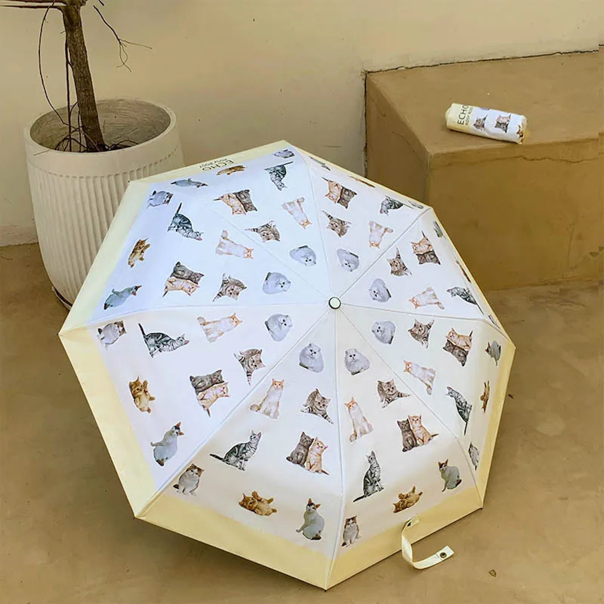 Kids Cat Umbrella Allover Cats for Children Automatic Folding Umbrella - ChildAngle