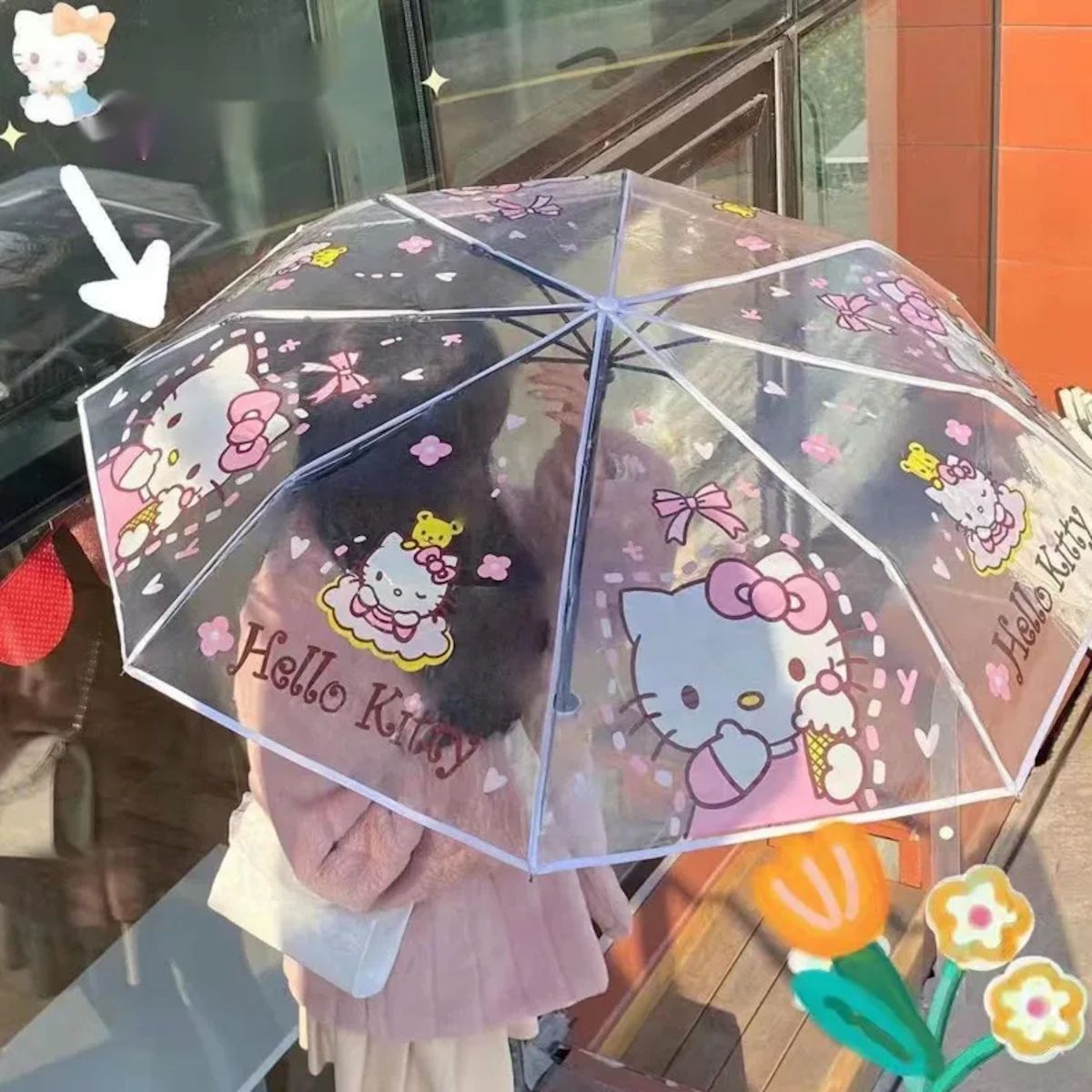 Sanrio Hello Kitty Cinnamoroll Children Clear Umbrella Kid's Folding Umbrella - ChildAngle