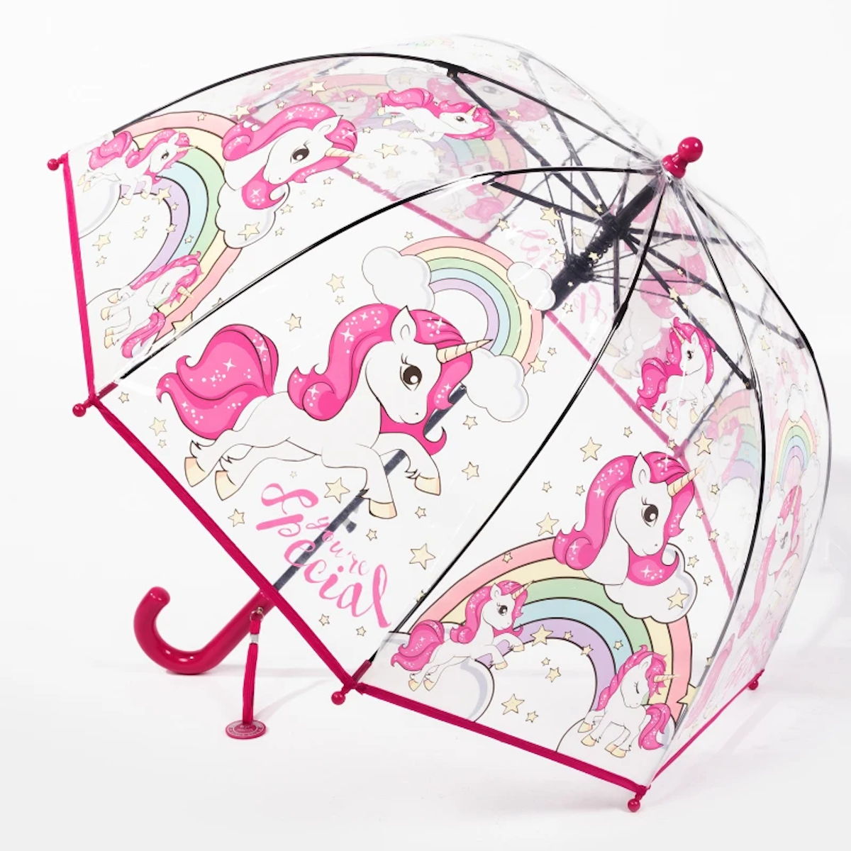 Unicorn Children Clear Umbrella Cute Cartoon Kid's Stick Umbrella - ChildAngle