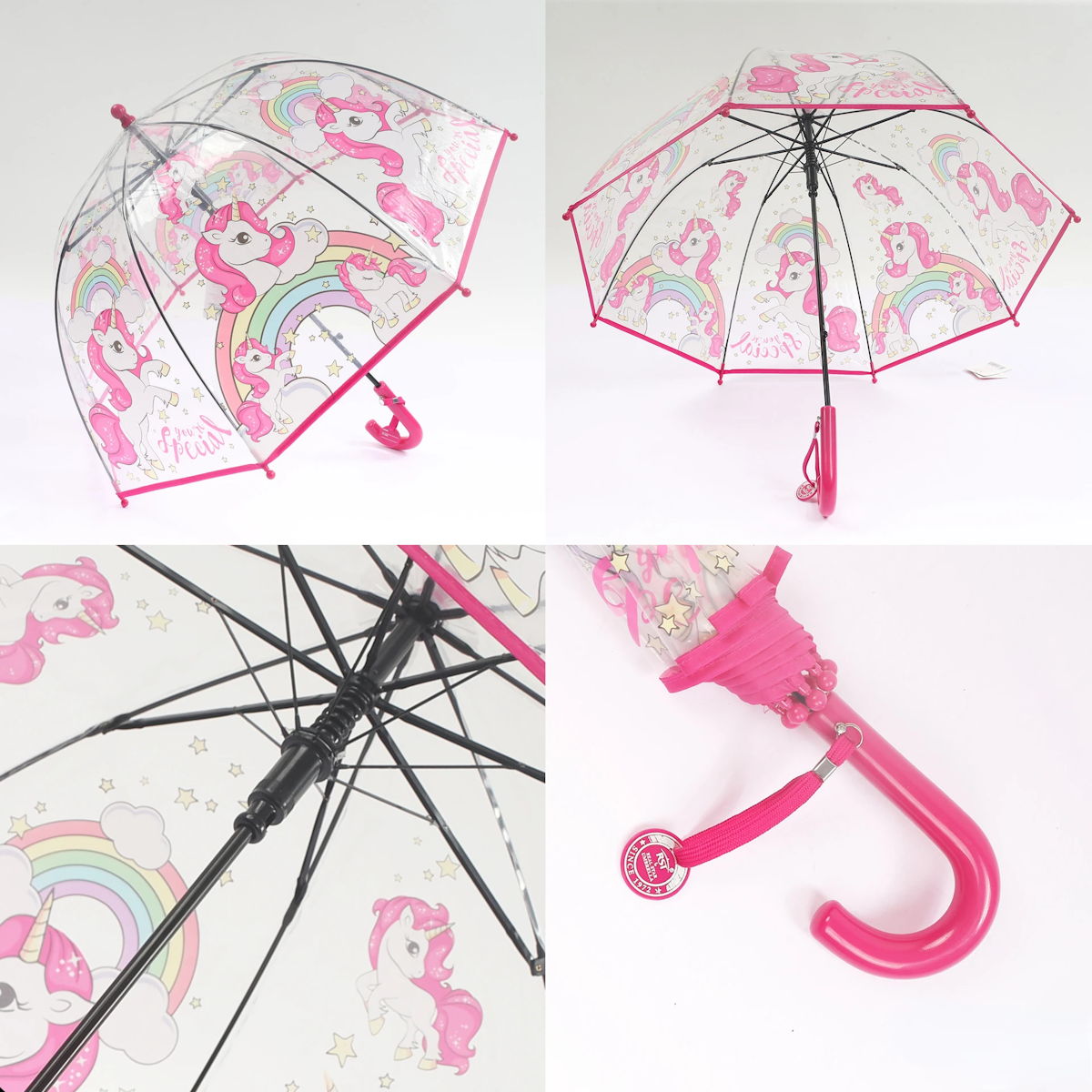 Unicorn Children Clear Umbrella Cute Cartoon Kid's Stick Umbrella - ChildAngle