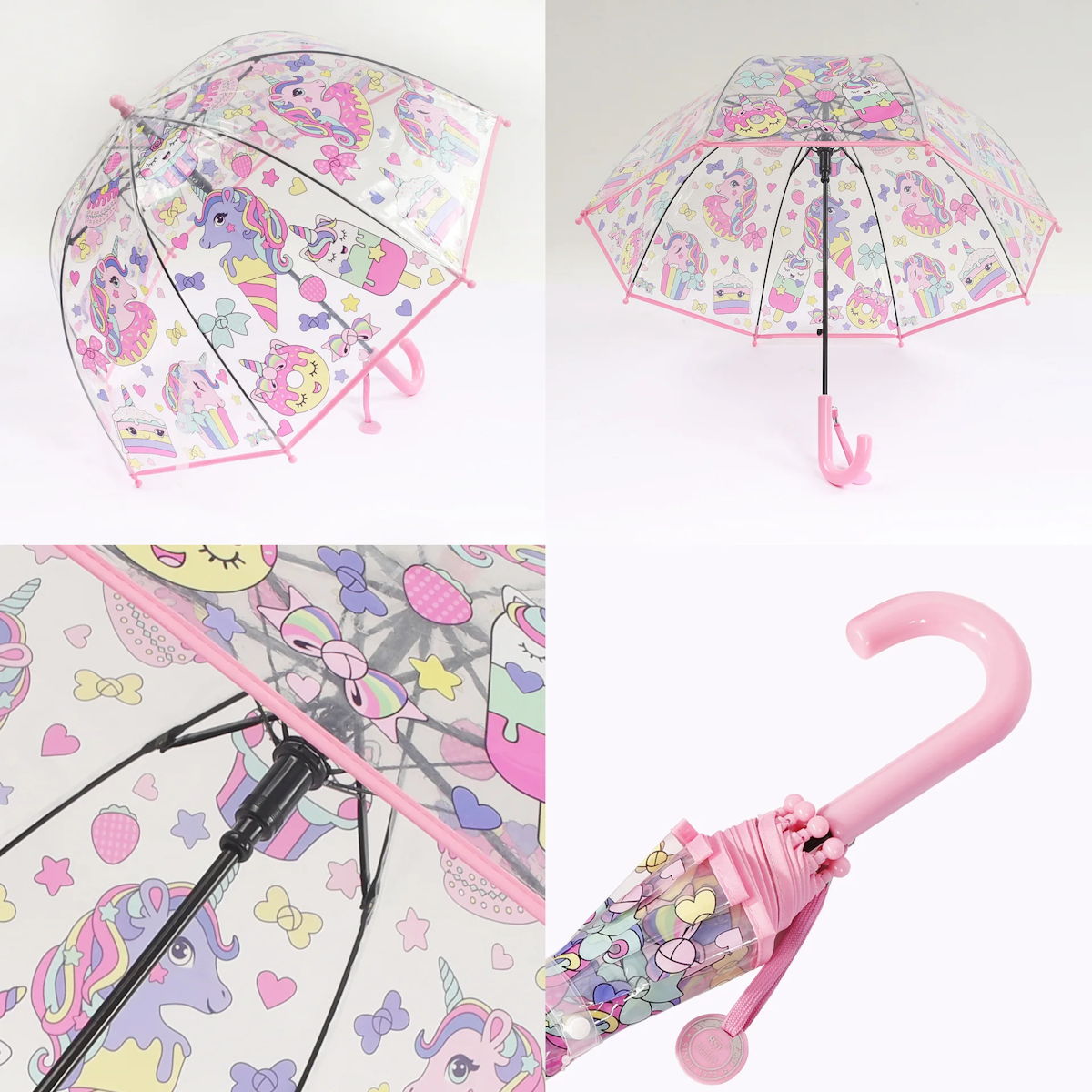 Unicorn Children Clear Umbrella Cute Cartoon Kid's Stick Umbrella - ChildAngle