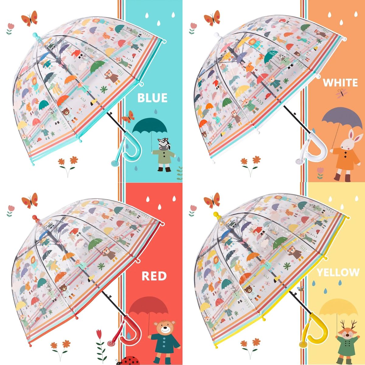 Zoo Children Clear Umbrella Cute Cartoon Kid's Stick Umbrella - ChildAngle