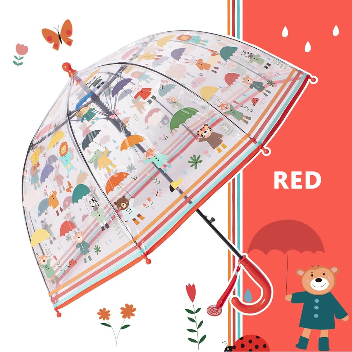 Zoo Children Clear Umbrella Cute Cartoon Kid's Stick Umbrella - ChildAngle