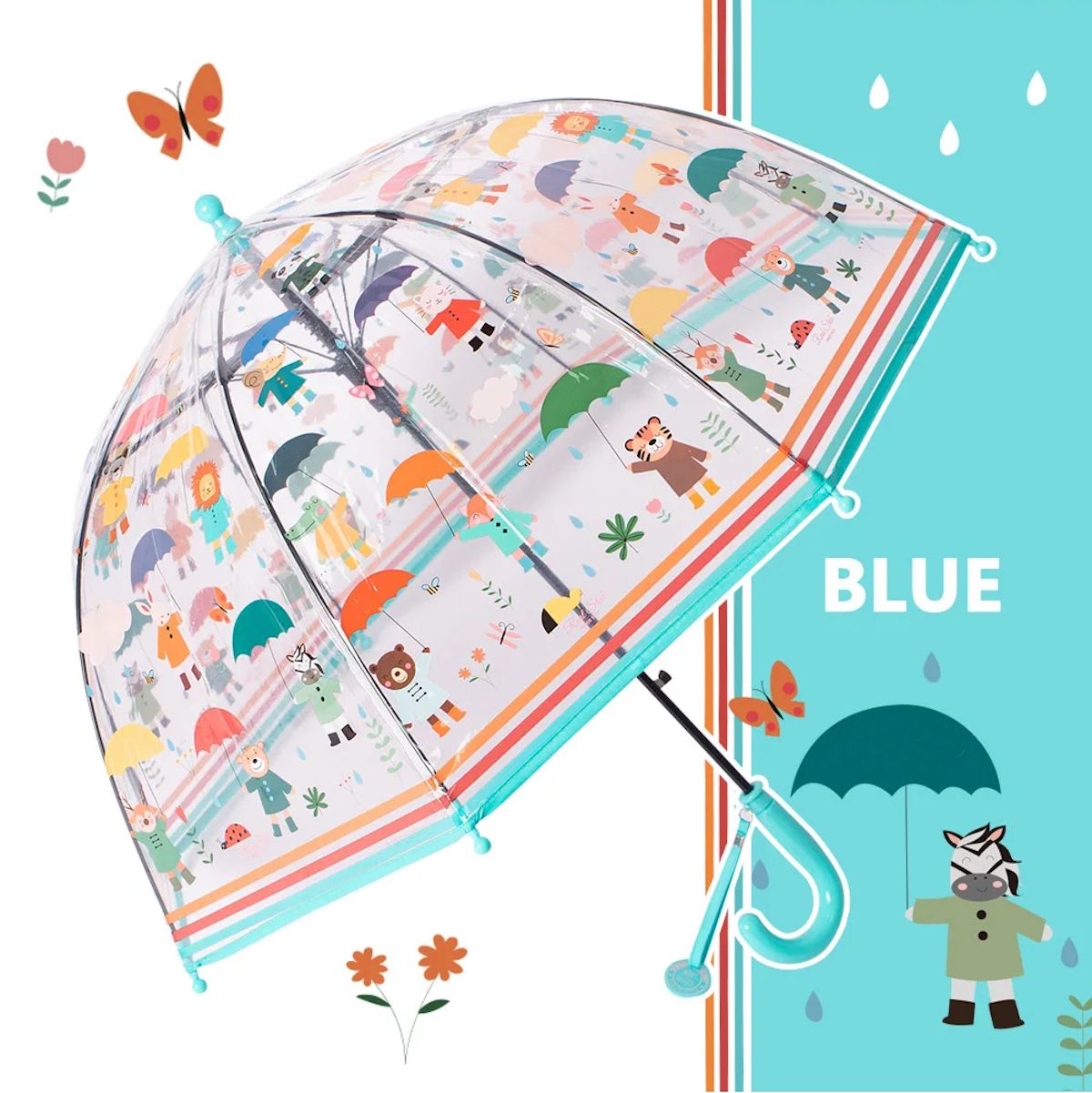 Zoo Children Clear Umbrella Cute Cartoon Kid's Stick Umbrella - ChildAngle