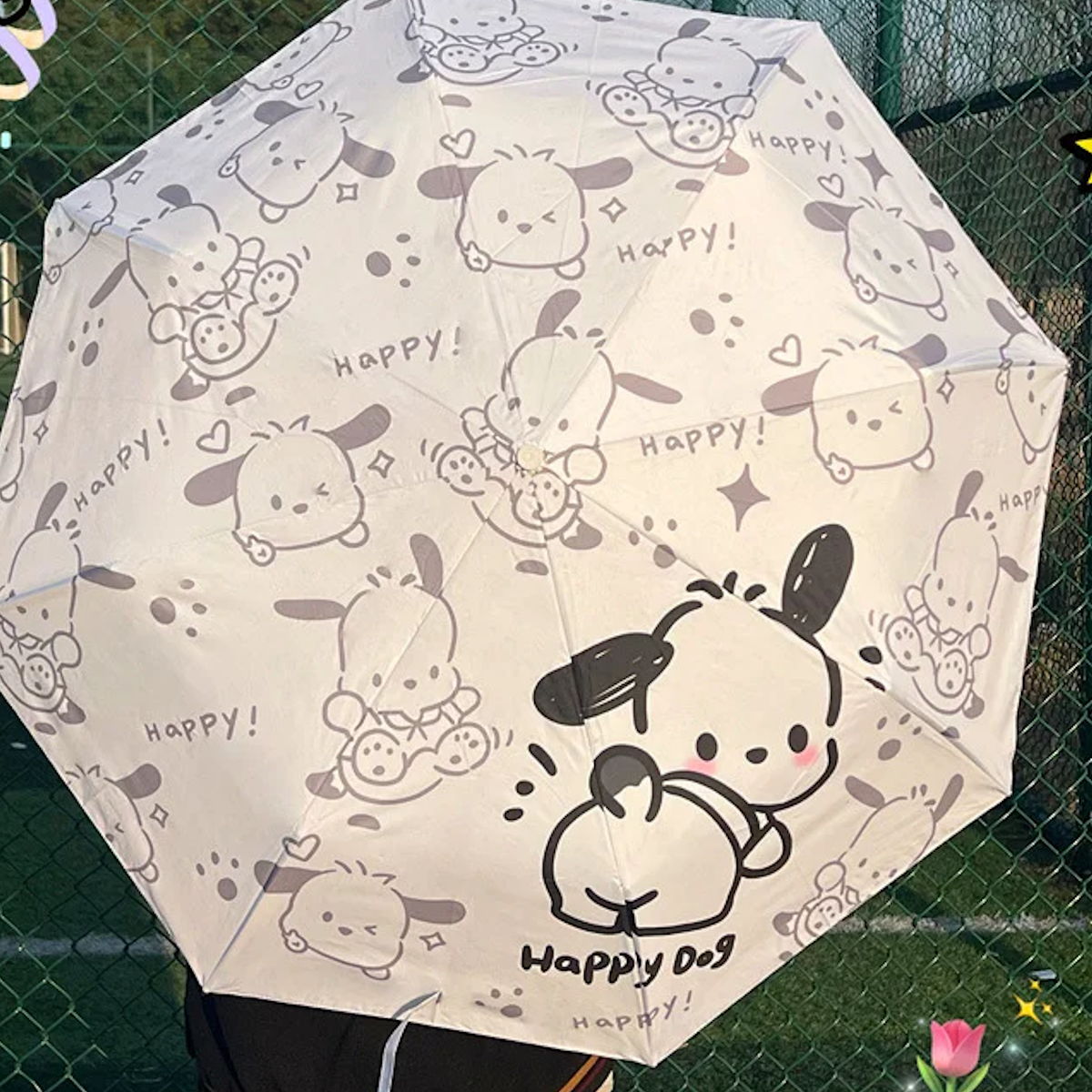 Children Pochacco Umbrella Vinyl Sun Protection Umbrella Kids Folding Umbrella - ChildAngle