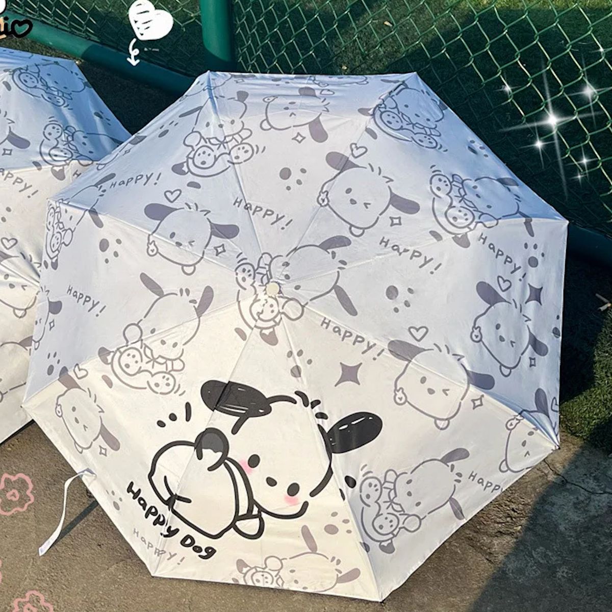 Children Pochacco Umbrella Vinyl Sun Protection Umbrella Kids Folding Umbrella - ChildAngle