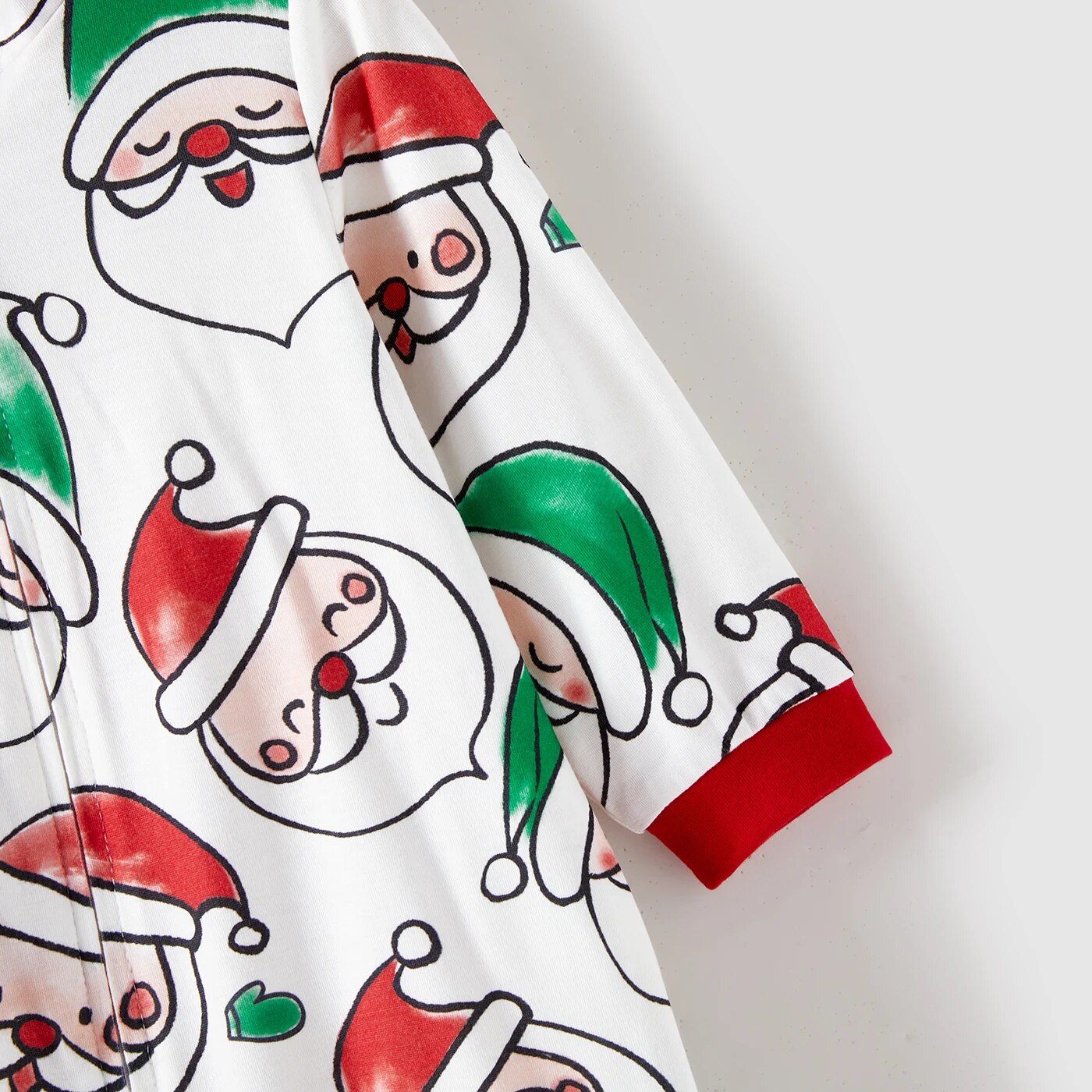 Christmas Dinosaur Onesies Family Matching Pajama Allover Santa Claus Print Long-sleeve Hooded Zipper - ChildAngle