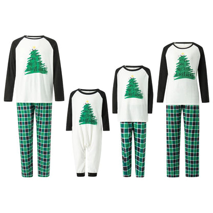 We Wish You A Merry Christmas Letter Print Christmas Tree Family Matching Pajama Set - ChildAngle