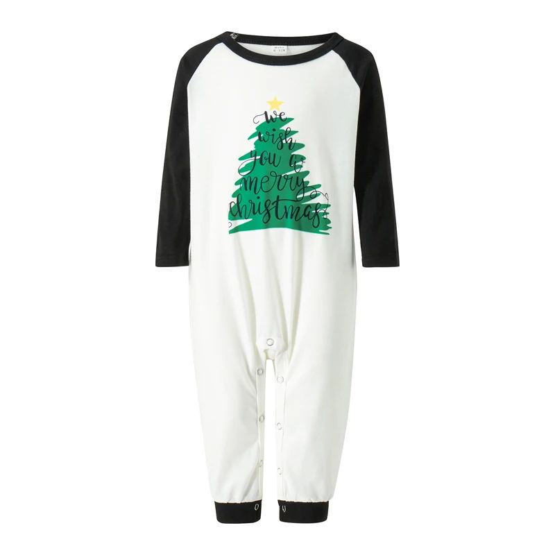 We Wish You A Merry Christmas Letter Print Christmas Tree Family Matching Pajama Set - ChildAngle