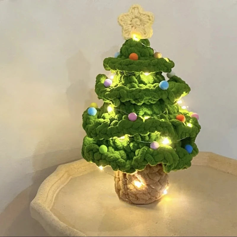 Crochet Christmas Decoration Xmas Tree With Led Lamp Mini Christmas Tree Xmas Festival Home Decor - ChildAngle