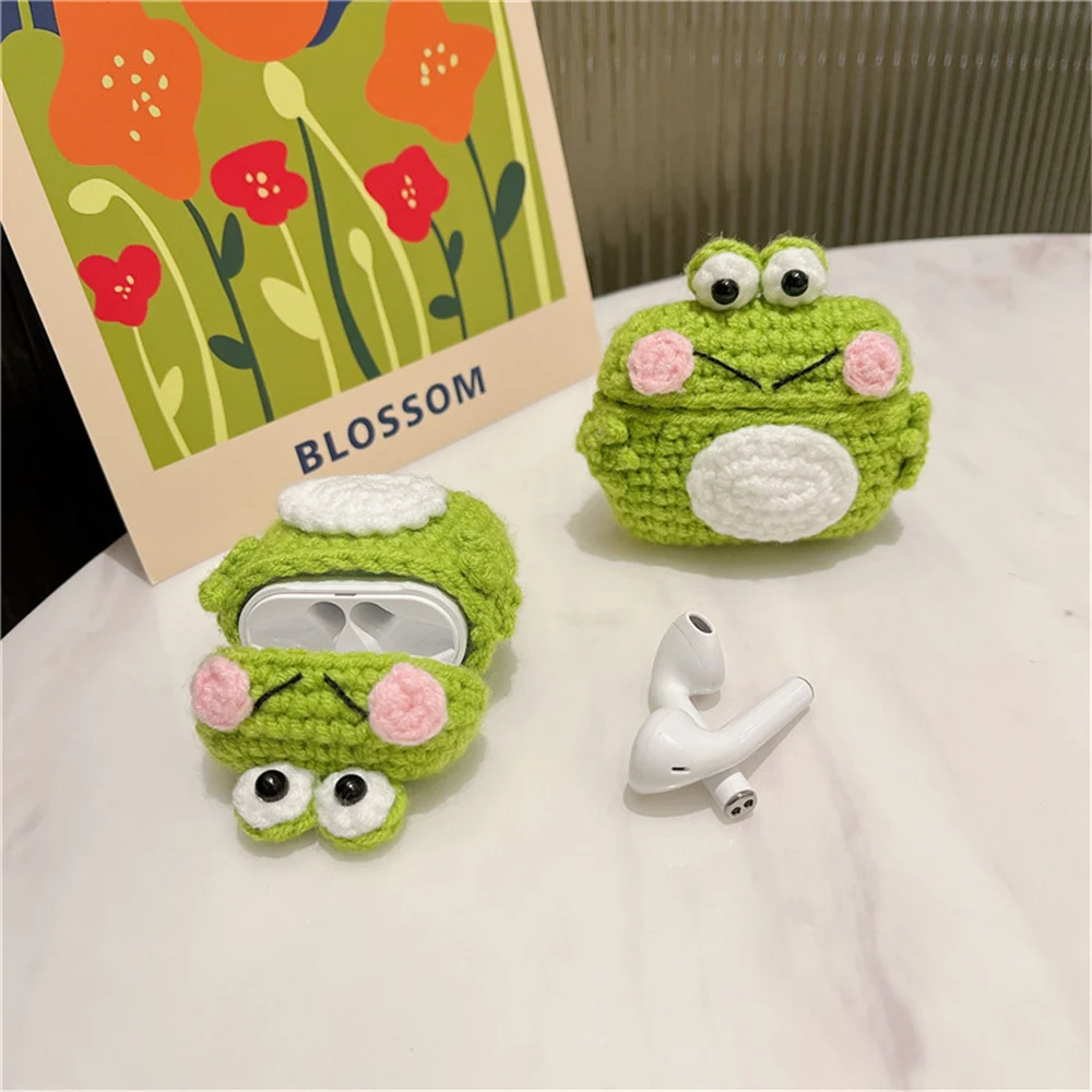 Crochet Knit Frog AirPod Case