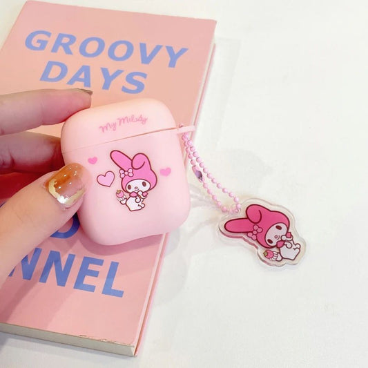 Pink cartoon-themed My Melody Sanrio AirPod cases - ChildAngle