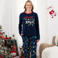 Dark Blue Merry Xmas Allover String Light Print Family Christmas Pajamas - ChildAngle