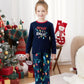 Dark Blue Merry Xmas Allover String Light Print Family Christmas Pajamas - ChildAngle