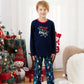 Dark Blue Merry Xmas Allover String Light Print Family Christmas Pajamas - ChildAngle