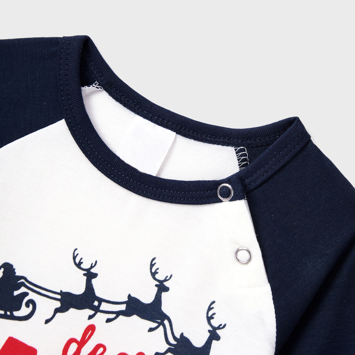 Dark Blue Dear Santa I Can Explain Letter Print Family Christmas Pajamas Raglan Sleeve Reindeer Christmas Tree Print with Drawstring and Pockets - ChildAngle