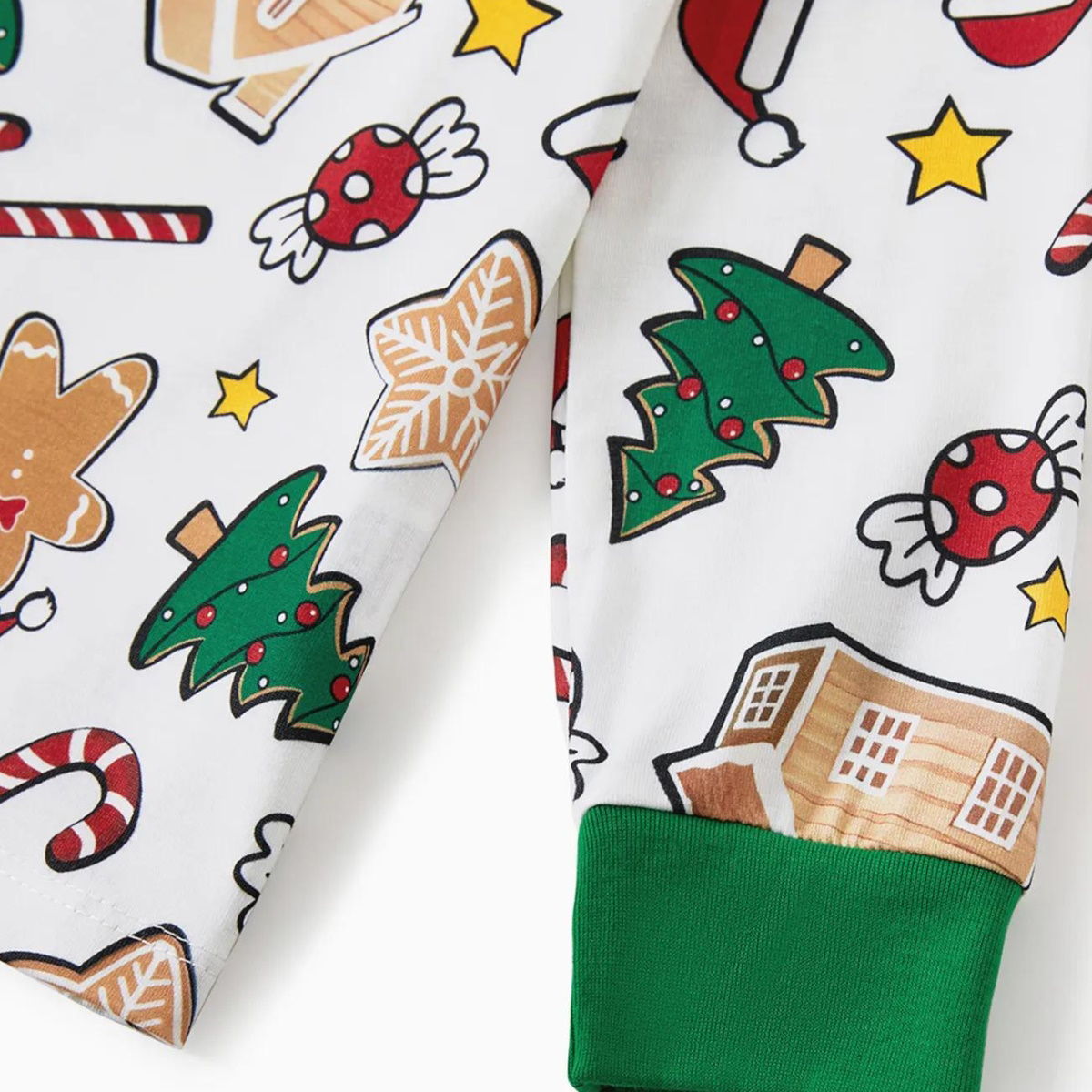 Family Christmas Pajamas Allover Gingerbread Christmas Tree Candy Canes Candy House Star - ChildAngle