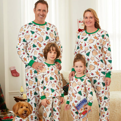 Family Christmas Pajamas Allover Gingerbread Christmas Tree Candy Canes Candy House Star - ChildAngle