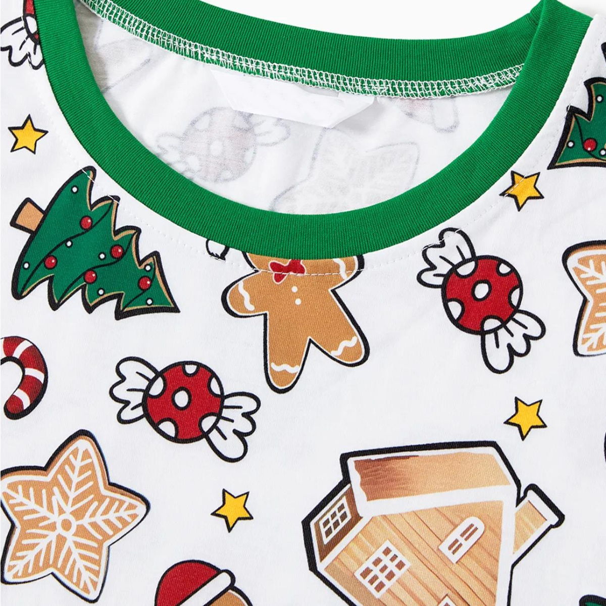 Family Christmas Pajamas Allover Gingerbread Christmas Tree Candy Canes Candy House Star - ChildAngle