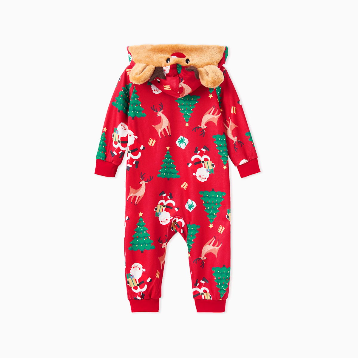 Family Matching Christmas Onesie Christmas Tree Santa Allover Rudolph Hooded Sleepwear - ChildAngle